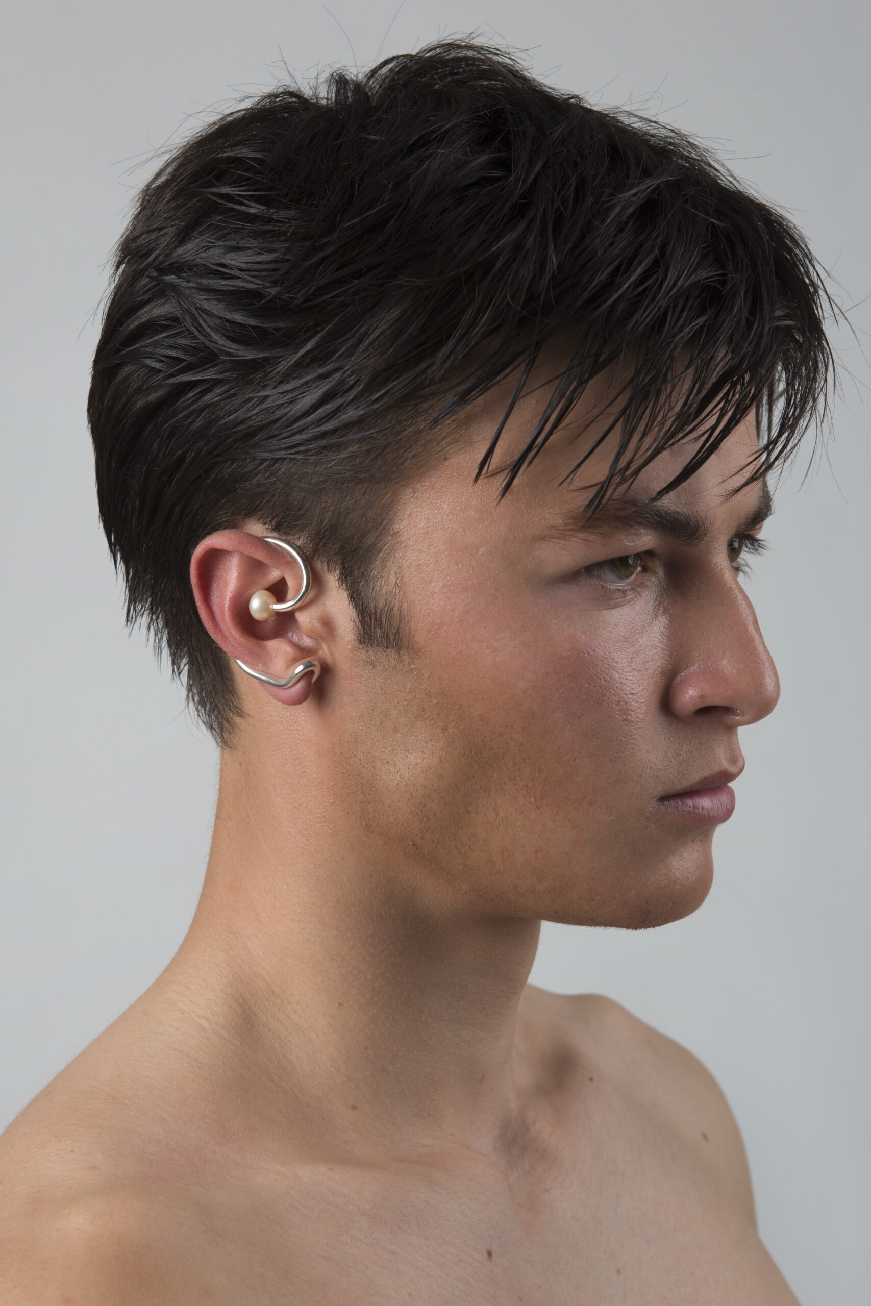 Jungle Pearl Silver Ear Cuff
