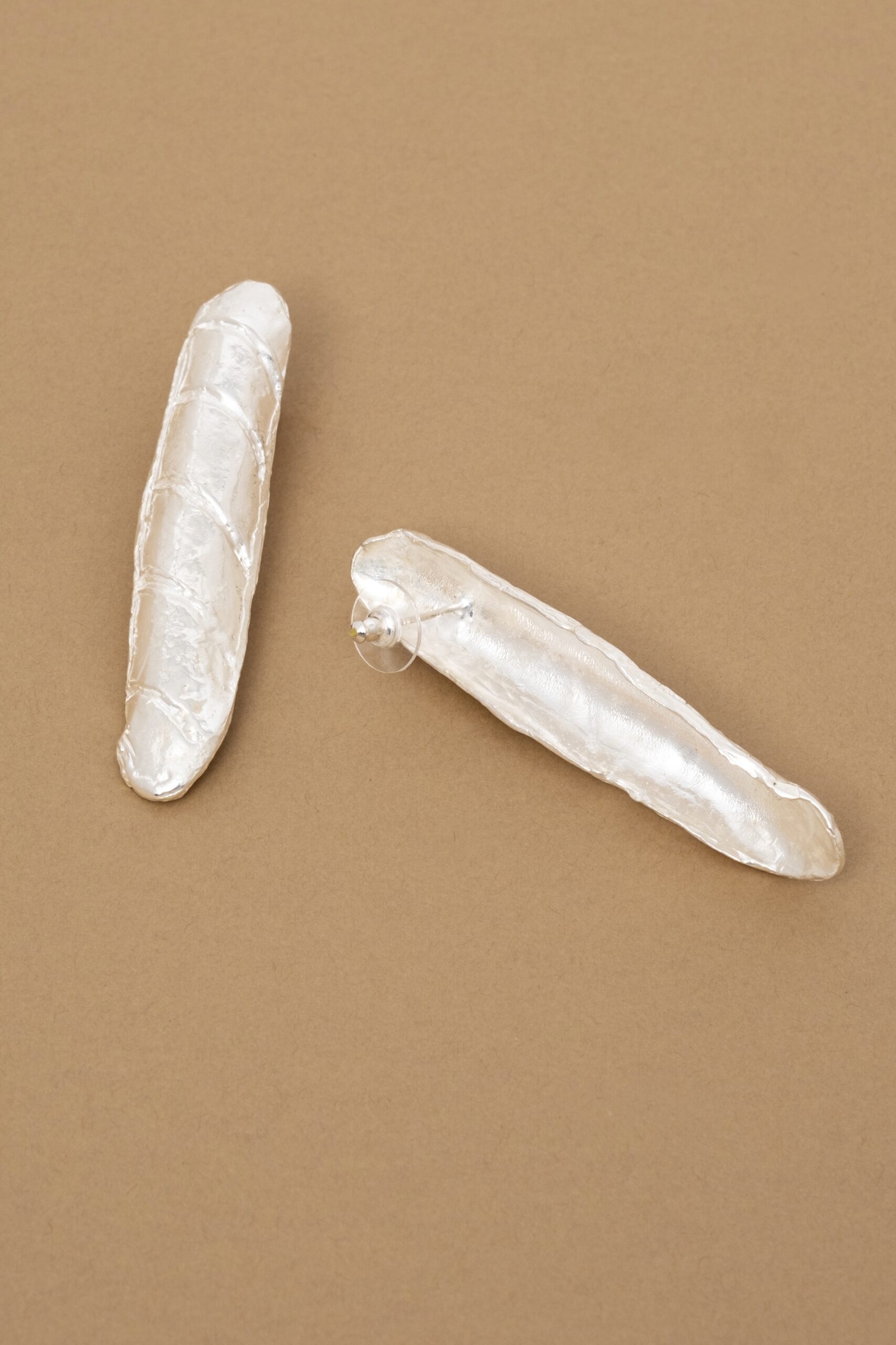 Baguette Bold Silver Earrings - Image 3