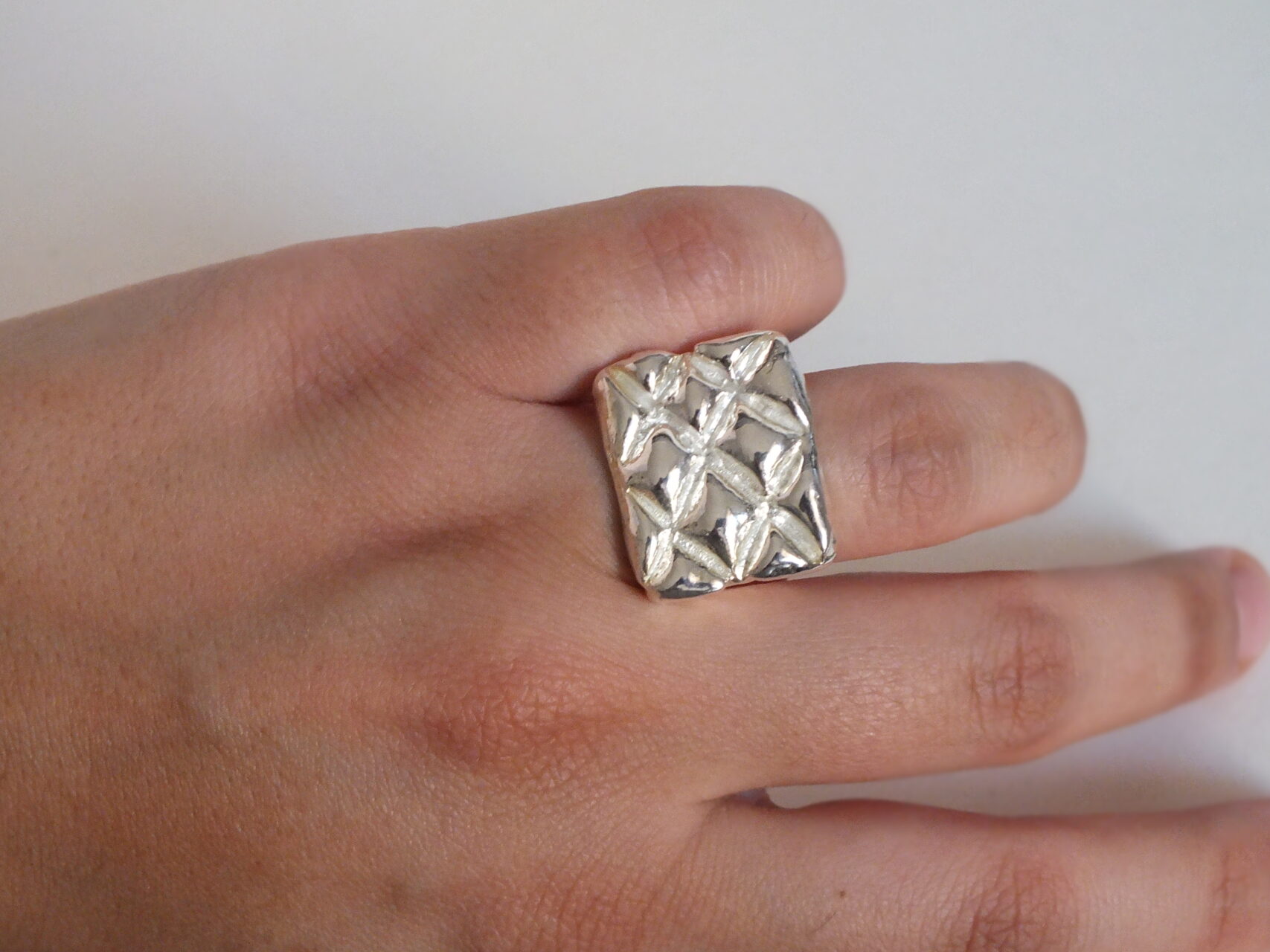 Honeycomb Silver Ring - Image 2
