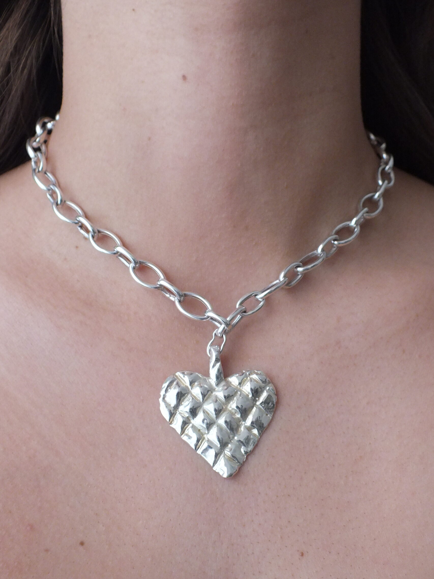 Melted Heart Silver Necklace